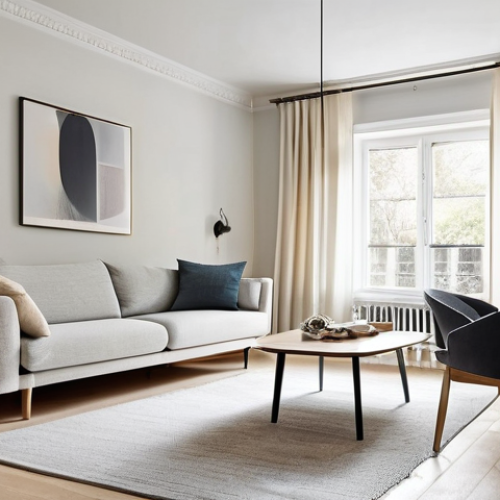 플렉스 리빙 공간에서의 공간 감각 개발 - **Prompt:** A cozy and inviting small studio apartment living space, bathed in warm, soft natural li...